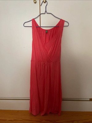 Benetton vintage dress used, pink multicolor, size S/M