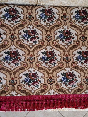 Vintage τραπεζομάντηλο ζακάρ με κρόσσια, 1,40μ x 2,10μ