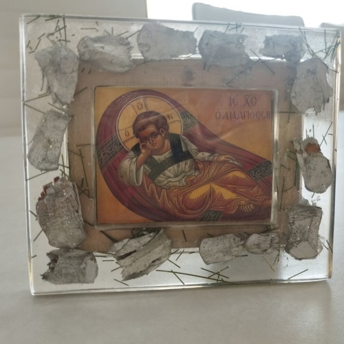 Handmade religious image in resin "Christ Anapeson" 10x8.5 cm