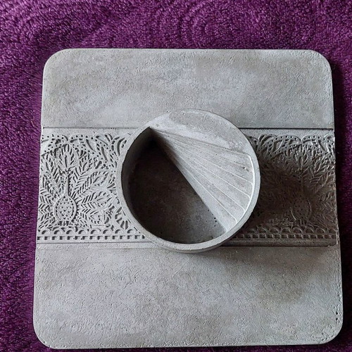 Handmade cement decorative piece, candle holder, 10.5 cm diameter