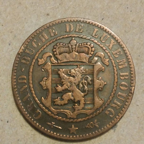 Luxembourg coin used, 10 centimes 1854, copper