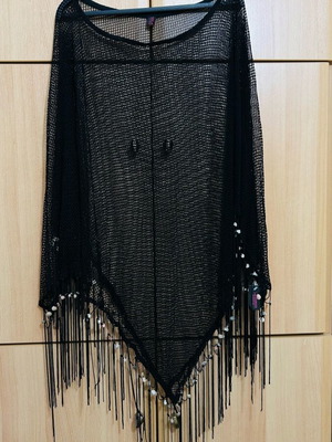 Black kaftan one size new with shell decorations