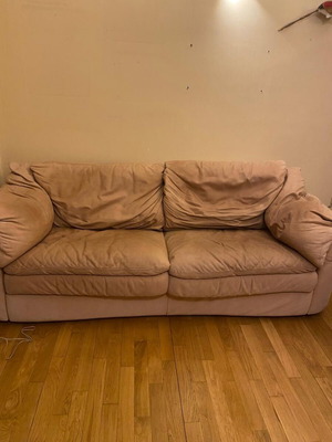 Leather sofas used, set of 2, comfortable for living room or office