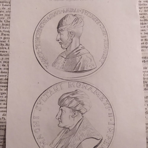 Sultan Muhammad II Medals used, authentic 1810 chalcography