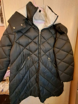 Delta Courier quilted puffer jacket used, black, with hood