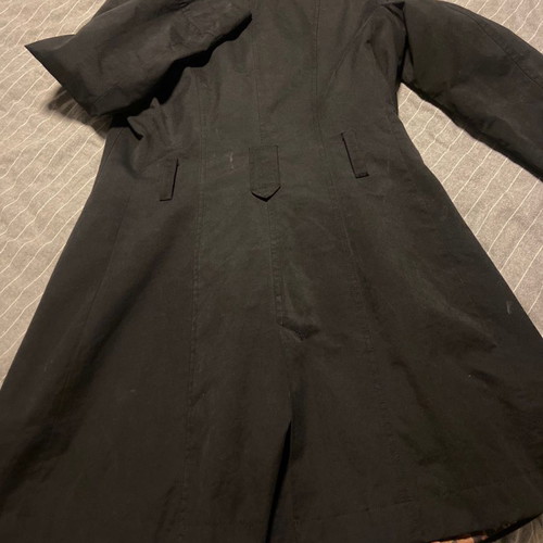 More black trench coat used with leopard lining, size M