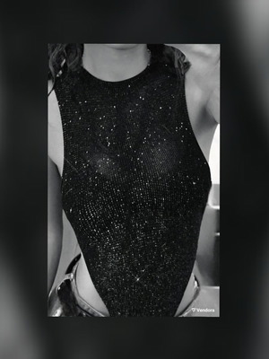 Glitter sexy κορμάκι Shein μαύρο ασημί σαν καινούργιο μέγεθος S