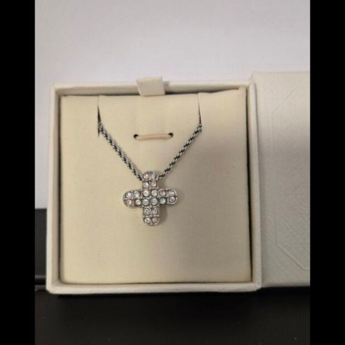 Swarovski vintage reversible cross pendant necklace, silver