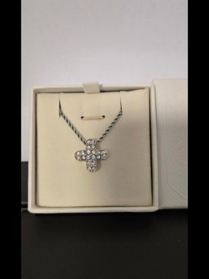 Swarovski vintage reversible cross pendant necklace, silver