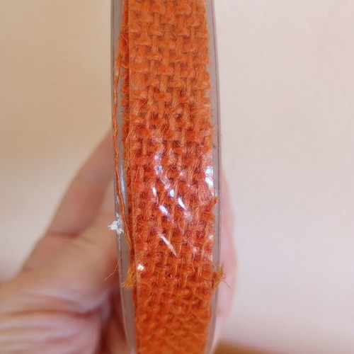 Fabric Ribbon burlap 1.5 cm width, new, 10 yards orange