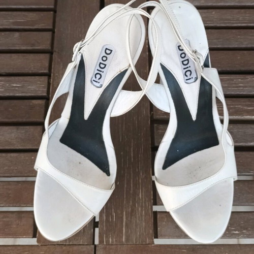 High sandals used, size 37.5, white, 12 cm heel