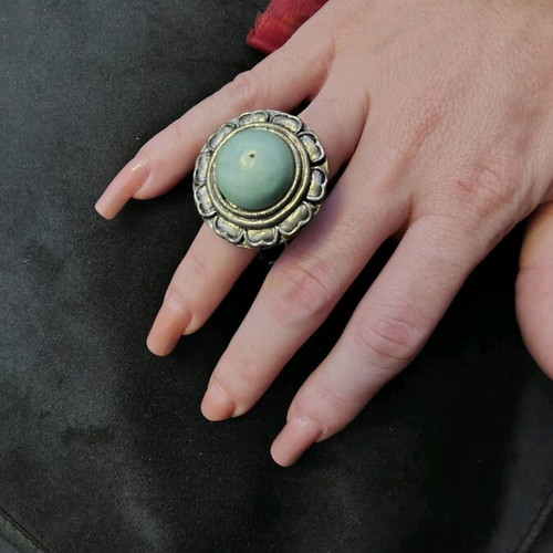 Ring used with turquoise stone adjustable, silver