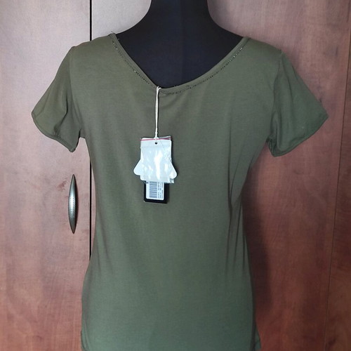 Versace Jeans Couture women's khaki T-shirt with rhinestones new size M