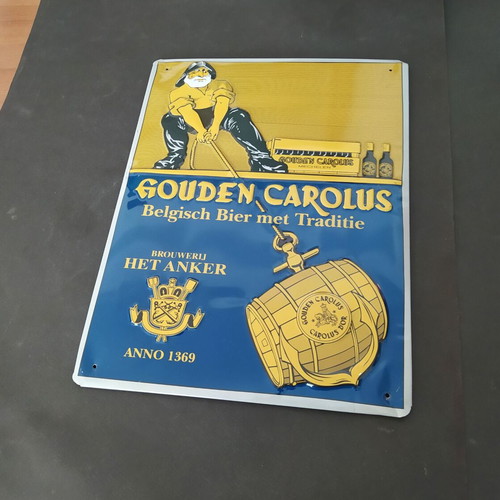 Gouden Carolus Beer Advertising Metal Sign 29x39 cm like new