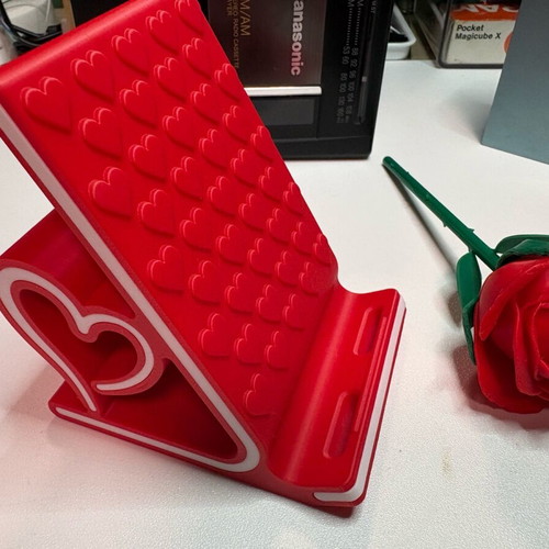 3D Printed Red Mobile Phone Stand New With Heart Design
