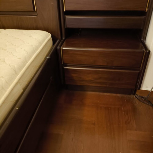 Double wooden bedroom set with bedside tables and mattress