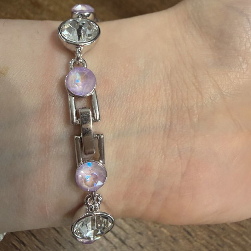 Bracelet with pink stones and zirconia, new, stainless steel