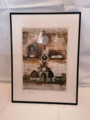 Framed metal print used in black plastic frame