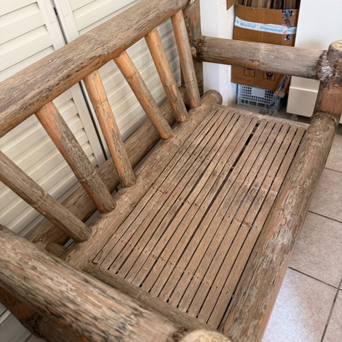 Rustic Wooden Outdoor Sofa used