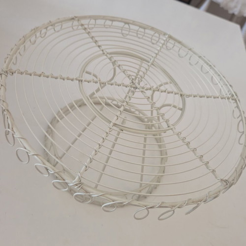 Vintage Metal Footed Wire Cake Stand Cream Ivory