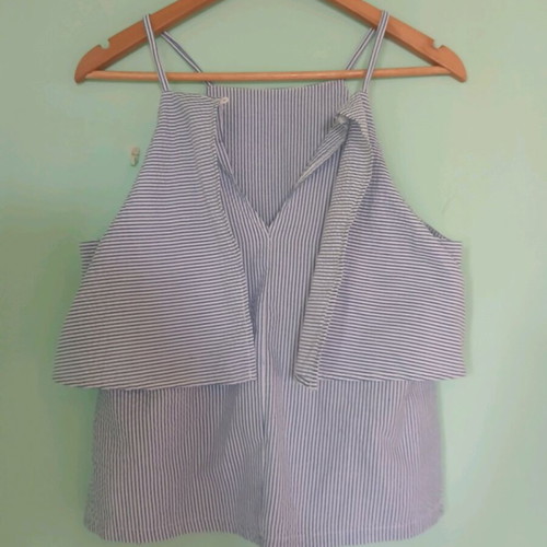 Minkpink striped top new, size S, white and blue
