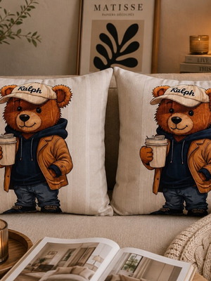 Teddy Bear Style Pillow Covers set of 2 60x60 cm new