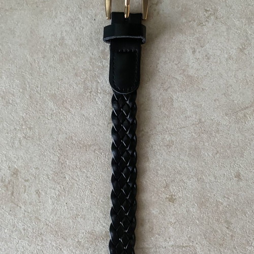 Belt like new, black braided design with gold buckle, adjustable