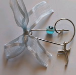Handmade baptism favors pack of 50 silver with blue eye bead