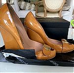  #ΠΡΟΣΦΟΡΑ Emporio Armani νο 39 πλατφόρμα γυαλιστερά μπεζ με Τόκα χρυσό παπούτσια γυναικεία