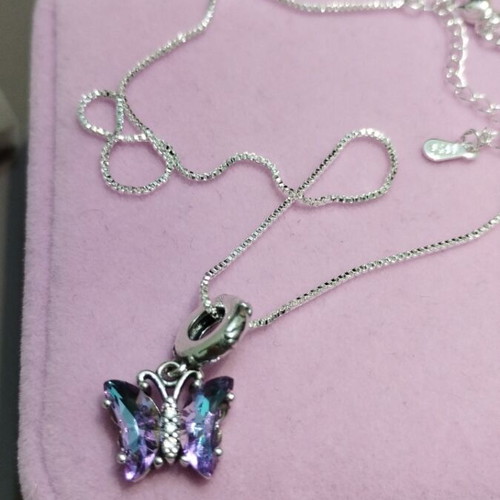 Silver chain with butterfly pendant new