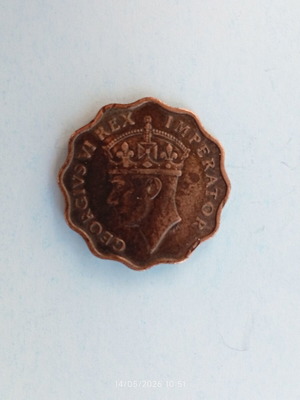 Coin 1 Piastre Cyprus 1942 used, copper, King George VI