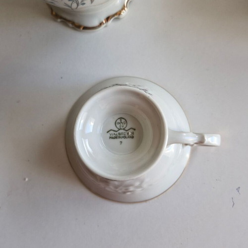 Walbrzych Poland collectible set, 3 pieces, cup, sugar bowl, teapot used