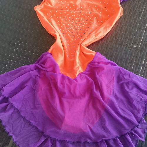 Handmade orange-purple dance dress for 7–8 years like new