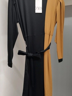 Zara two-tone dress new, size M, black and tan