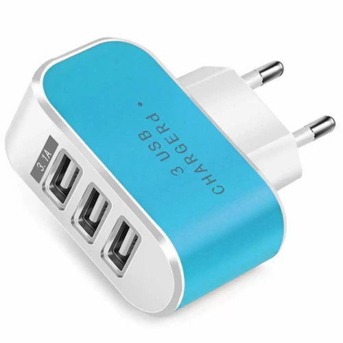 GloboStar YY-5 Blue 3-Port USB Charger Adapter New