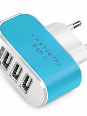 GloboStar YY-5 Blue 3-Port USB Charger Adapter New