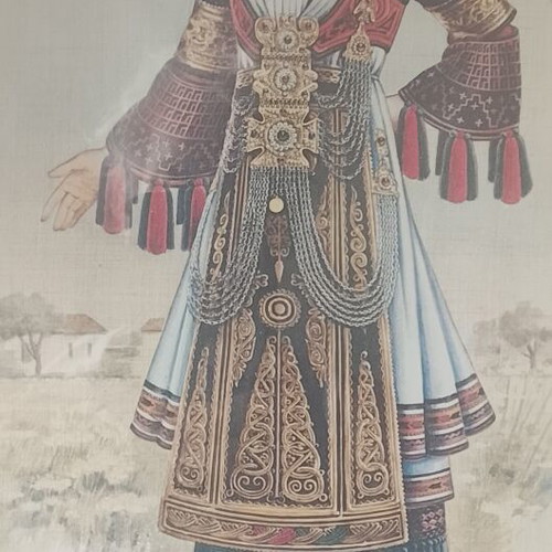 Traditional Karagouna Costume Thessalian Plain Chromolithograph