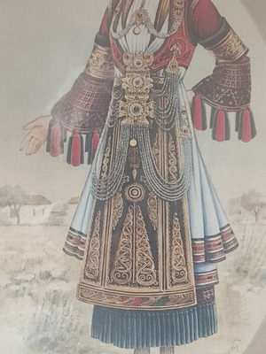 Traditional Karagouna Costume Thessalian Plain Chromolithograph