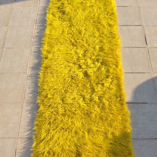 Traditional Flokati Velentza Rug Yellow 270x90 cm like new