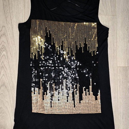 Promod sleeveless top with sequins black size M like new