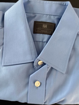 M&S men's shirt size 17 (XL) used, blue, cotton