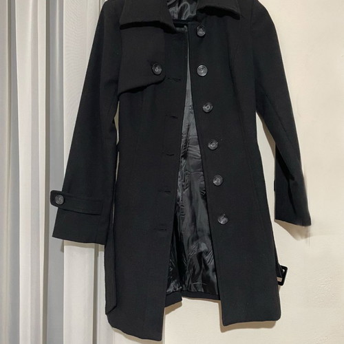 Coat with belt new, black, size S