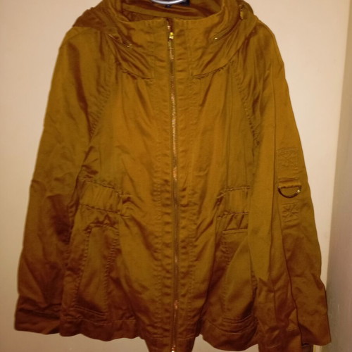 French Connection women's jacket used, mustard color, size L, cotton and linen