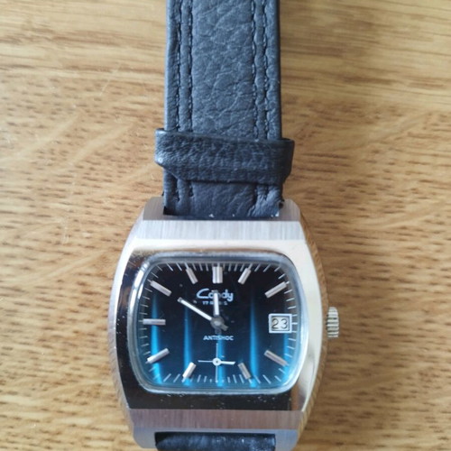 Candy wristwatch used, blue dial, steel back plate