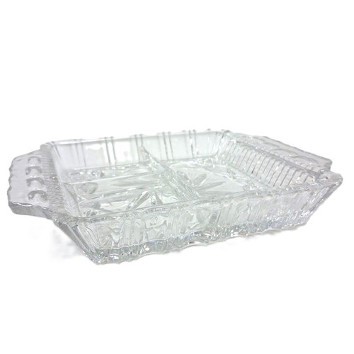 Vintage crystal serving platter with 4 compartments like new
