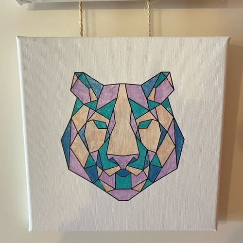 Set of 3 geometric animal canvases like new, Scandinavian & Boho decor