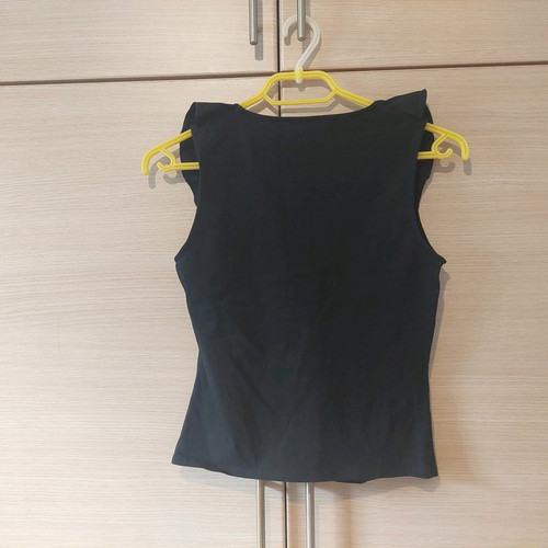 MNG Black Frill T-Shirt Size Small Like New