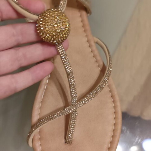 Flat sandals gold color size 39 used
