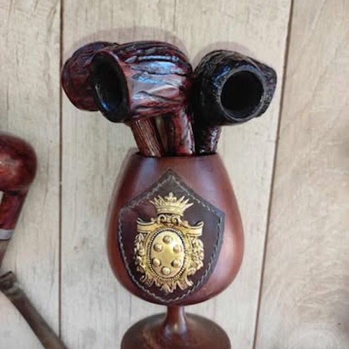 Tobacco pipes used, collection of 25 pieces with case