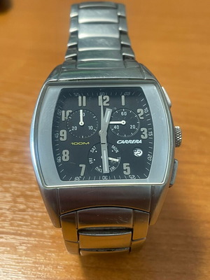 Carrera men's chronograph watch used, 100m water resistant, black-silver